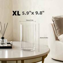 1 件透明亚克力圆柱花瓶，用于盛放鲜花、水珠或水培植物，适合家庭或婚礼装饰，不易破碎，家居装饰，花瓶，餐桌装饰 - 無色 - 查看 11