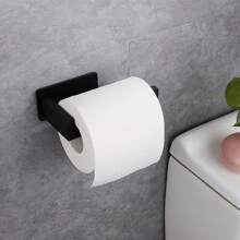 1pc Bathroom Toilet Paper Holder, Self-Adhesive Stainless Steel Roll Paper Holder, Tissue Holder, Perforated Wall Mounted Toilet Paper Holder, Bathroom Roll Paper Holder - Multicolor - View 7