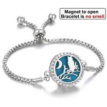 Aromatherapy Bracelet Aromatherapy Diffuser Jewelry Adjustable Chain Crystal Locket Perfume Diffuser Bracelet For Women Men Flower Love Cat Aroma Diffuser Bracelet - Silver - View 31