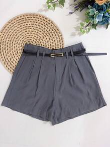 Marrant Shorts With Belt And Pocket High Waist - 深灰色 - 查看 1