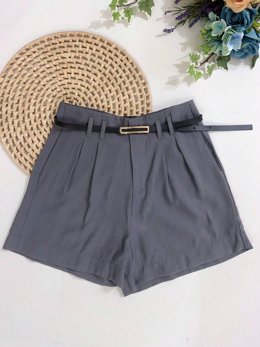 Marrant Shorts With Belt And Pocket High Waist - 深灰色 - 查看 1