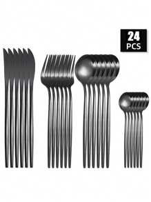 4/16/24/32 件葡萄牙不锈钢餐具套装，牛排刀叉勺，适用于家庭、餐厅、派对、节日礼物圣诞礼物