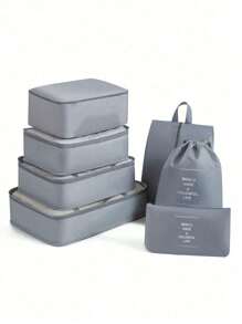 Set organizator de călătorie din 9 piese: pungi portabile de depozitare, geantă de machiaj cu separare uscată și umedă, husă multifuncțională pentru tampon sanitar, organizator modern minimalist, geantă de toaletă cu compartiment pliabil, husă pentru pantofi pentru îmbrăcăminte exterioară, lenjerie de corp, pantofi, bijuterii, paletă de fard de pleoape, pensule de machiaj, ruj, fard de sprâncene, creion, creion, powder. Vibrații - Multicolor - Vizualizare 15