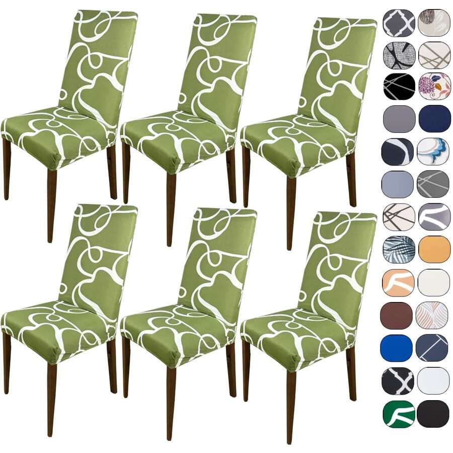 Kit Of 6 Dining Chair Covers Made Of Imported, More Resistant Fabric - Olive Cake - View 1