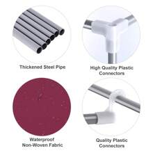 loefme Canvas Wardrobe With Clothes Hanging Rail Shelves Home Fabric Storage Cupboard - Red - View 8