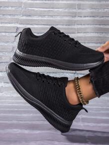 Zapatillas deportivas ligeras y transpirables de malla de punto con cordones, de ajuste amplio para mujer, 2024. Zapatos deportivos para correr, caminar, atletismo y campamento, unisex