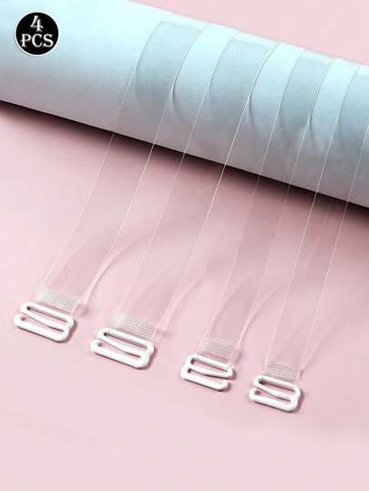 4pcs Women's Transparent Concealable Anti-Slip Bra Straps, Spaghetti Straps Underwear Accessory