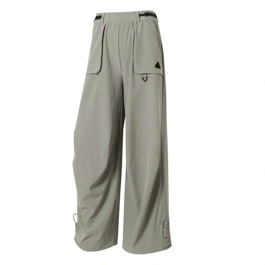 Adidas 女士宽松阔腿裤，休闲抽绳腰运动长裤，健身长裤 - 建议订购小一码（JE8584） - 卵石銀灰 - 查看 1