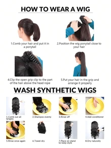 10 英寸爪形马尾短卷波浪马尾接发合成夹式接发优雅适合日常使用发饰浅棕色 - Light Brown - 查看 8