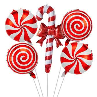 5 件/套圣诞胡桃夹子士兵、糖果风车、圣诞球铝箔气球套装、圣诞派对装饰品、新年派对气球、圣诞