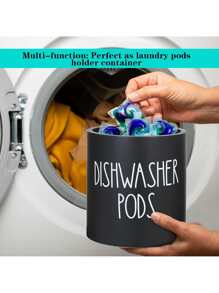 1pc Rustic Round Dishwasher Pod Holder, Dishwasher Tablet Container, For Kitchen Decor And Accessories, Laundry Detergent Pods Container With Lid Laundry Detergent Storage, Kitchen Storage Container, Dorm Room