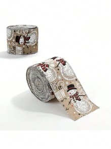 1 Rolle 6,3cm breit x 2m lang Weihnachts Webband, imitiertes Leinengewebe Band, Dekorations Schleife, Accessoire für Weihnachts Haarband, Weihnachten - Weihnachtsband - Übersicht 17