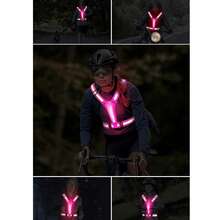 Chaleco Reflectante LED para Correr, Equipo para Correr Recargable por USB, Luces de Correr Ajustables Recargables por USB de Alta Visibilidad para Corredores, Caminantes - Rosa - Ver 7