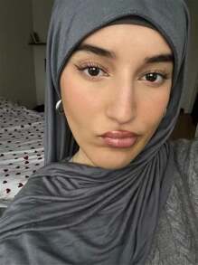 1pc Soft Plain Chiffon Head Scarf, Solid Color Long Scarf, Jersey Hijab For Muslim Women