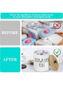 1pc Rustic Round Dishwasher Pod Holder, Dishwasher Tablet Container, For Kitchen Decor And Accessories, Laundry Detergent Pods Container With Lid Laundry Detergent Storage, Kitchen Storage Container, Dorm Room