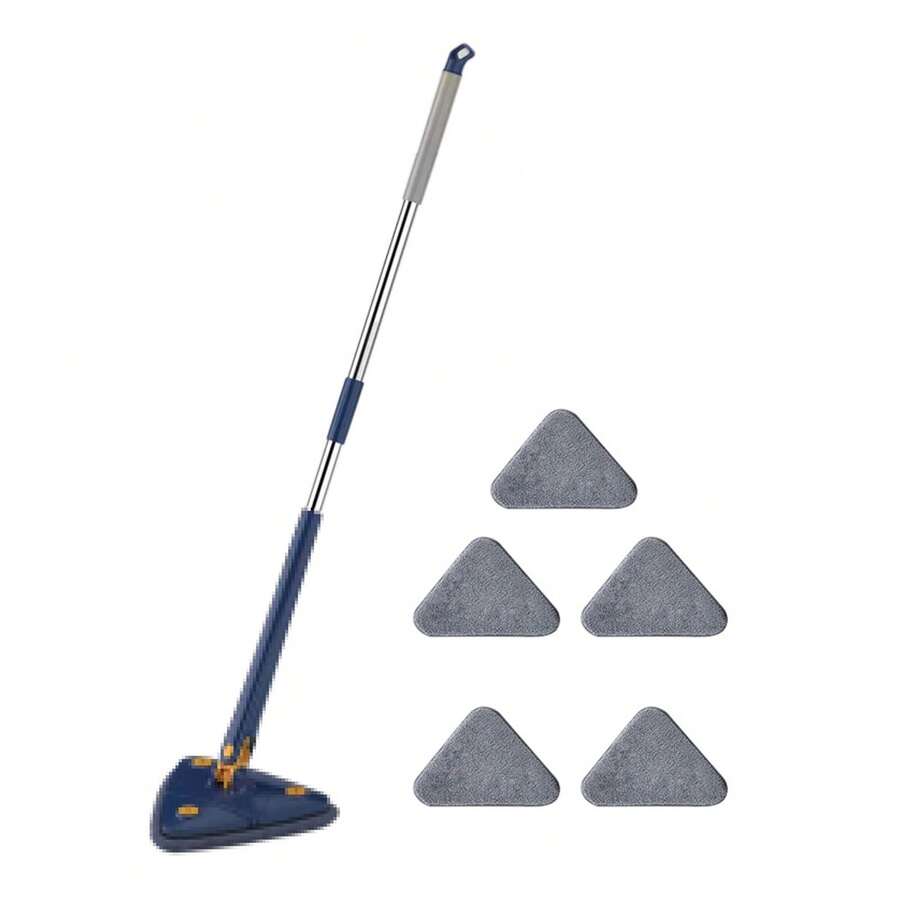 Mop Plano Triangular Autoexprimible Giratorio 360 Mopa limpiadora triangular giratoria 360° con mango largo de acero inoxidable Exprimidor automático de agua - Azul - Ver 1