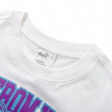 Puma MELO CHARLOTTE TEE White Short Sleeve Men's Basketball Tee, Casual Graphic Print Sportswear / Suggest Order A Size Smaller