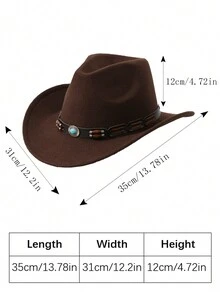 2 件男女通用刺绣牛头装饰波西米亚风牛仔/女牛仔软毡软呢帽，适合户外、休闲、4 季 - 多色 - 查看 8