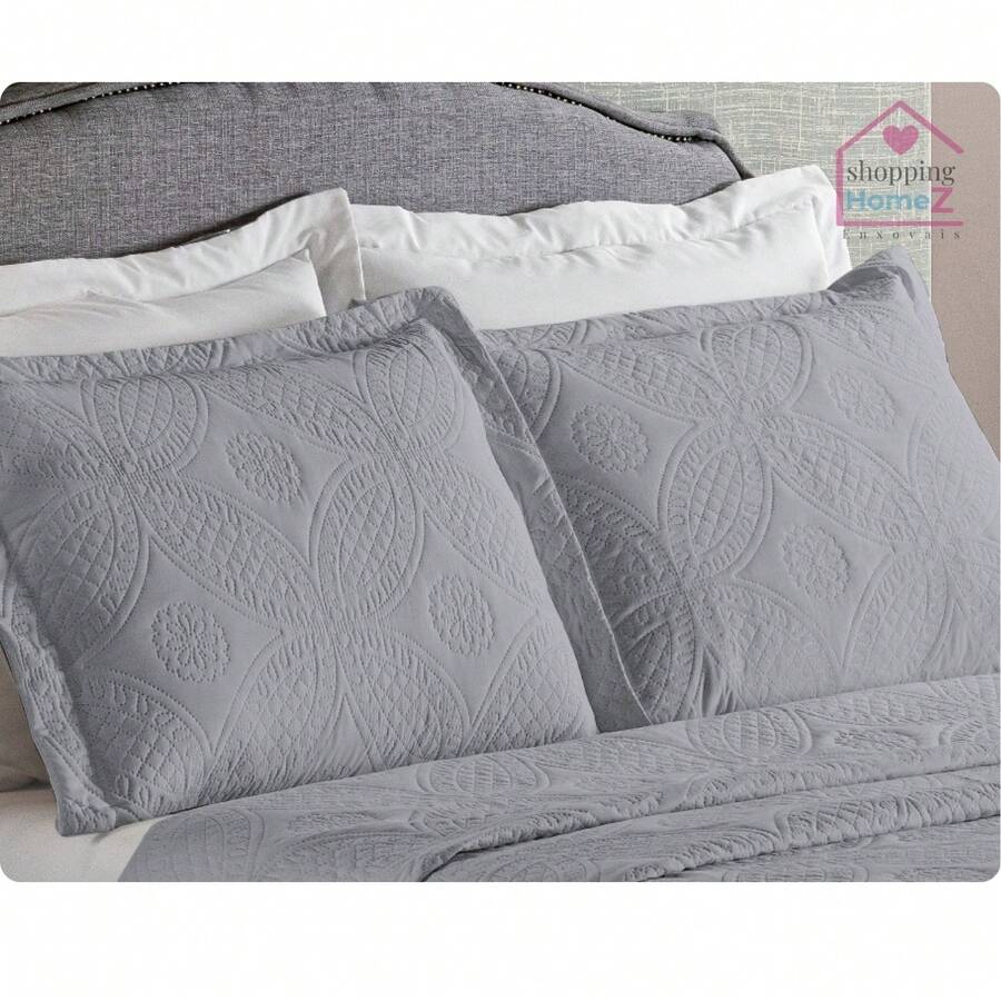 Kit With 2 Alice Quilted Protective Pillowcases - 灰色 - 查看 1