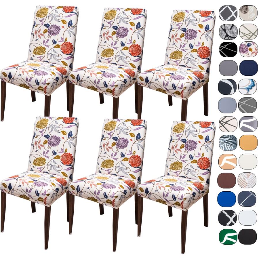 Kit Of 6 Dining Chair Covers Made Of Imported, More Resistant Fabric - Siclame - View 1