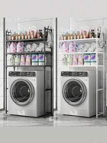 1pc Multi-Layer Reinforced Shelving Unit Toilet Washing Machine Storage Rack, Floor-Standing, Bathroom Toilet Above Washing Machine, No-Drill, Upgraded Version - Multicolor - View 2