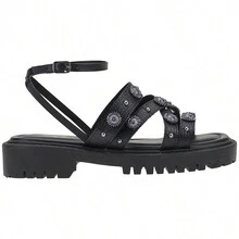 Women's Gladiator Sandal With Appliques - 黑色 - 查看 3