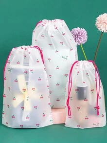 旅行收纳袋带安全抽绳封口防水塑料袋，用于衣服鞋子洗漱用品旅行装化妆包防尘鞋袋家用可重复使用收纳袋防水沙滩包男女旅行必备品返校 - 無色 - 查看 8