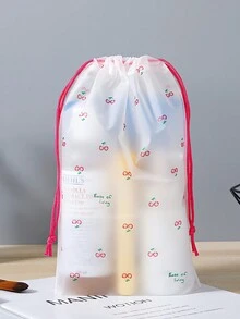 旅行收纳袋带安全抽绳封口防水塑料袋，用于衣服鞋子洗漱用品旅行装化妆包防尘鞋袋家用可重复使用收纳袋防水沙滩包男女旅行必备品返校 - 無色 - 查看 4