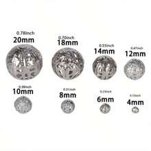 20-200Pcs/Lot 4 -16mm 0.15-0.62 Inch Round Spacer Beads Bracelet Necklace Earrings Filigree Metal Charms Hollow Ball Beads For Jewelry Making - Spacer Beads - View 4
