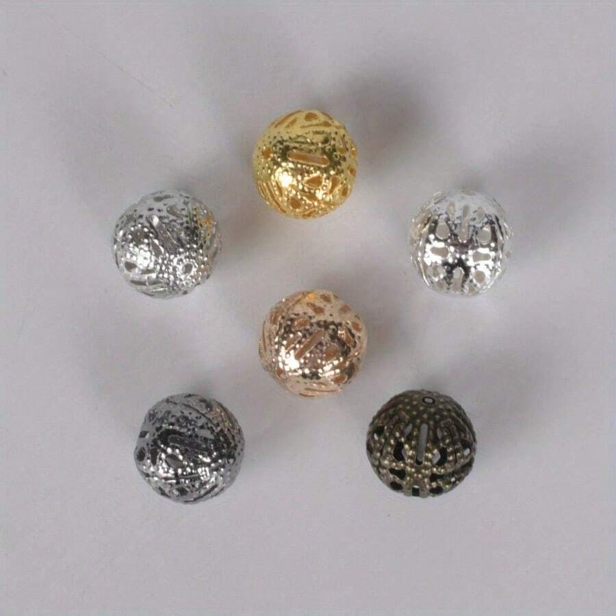 20-200Pcs/Lot 4 -16mm 0.15-0.62 Inch Round Spacer Beads Bracelet Necklace Earrings Filigree Metal Charms Hollow Ball Beads For Jewelry Making - Spacer Beads - View 1