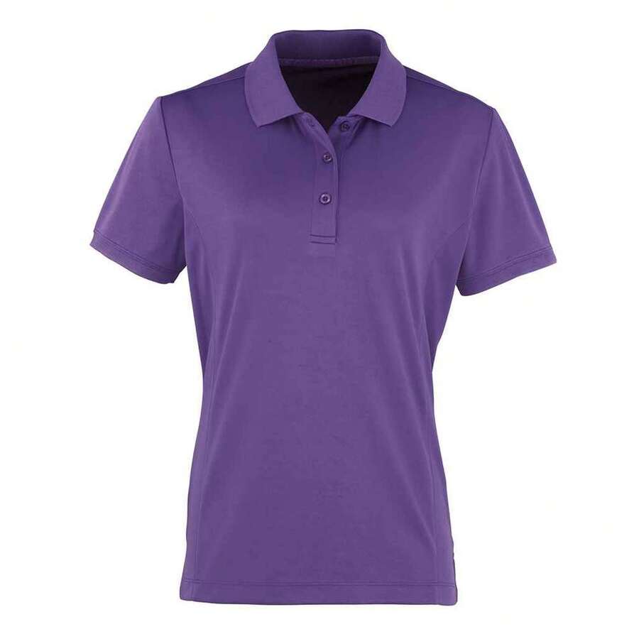 Premier Womens/Ladies Coolchecker Pique Polo Shirt - 100% Polyester - 155gsm - (PC5614) - Purple - View 1
