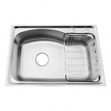 Futchoy Fregadero Fregadero de acero inoxidable Fregadero de cocina Fregadero de cocina con colador Cesta Accesorios de desagüe Fregadero compuesto Fregadero de superficie Fregadero de cocina 65x44x22cm