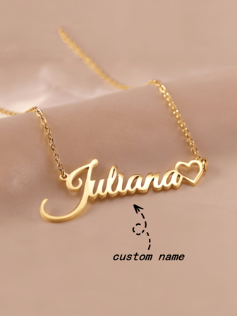 1 pieza Collar personalizado con nombre hueco de oro/plata para dama. Collar de acero inoxidable con nombre hueco personalizado de oro como regalo de boda, Navidad, Halloween para amigos, familia, hermanos, esposas. Elegante, de moda de otoño, vintage, unisex, simple, casual, hipster, gótico, punk, personalizado, único. Regalo ideal para ella, amigos para aniversarios, Día de San Valentín, Día de la Madre, cumpleaños, graduación, Día del Padre, bodas, uso diario, fiestas, baile de graduación