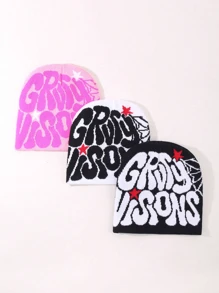 3قطع/مجموعة قبعة محبوكة لحم الرقبة مطبوعة بالجاكار للنساء، المدرسة