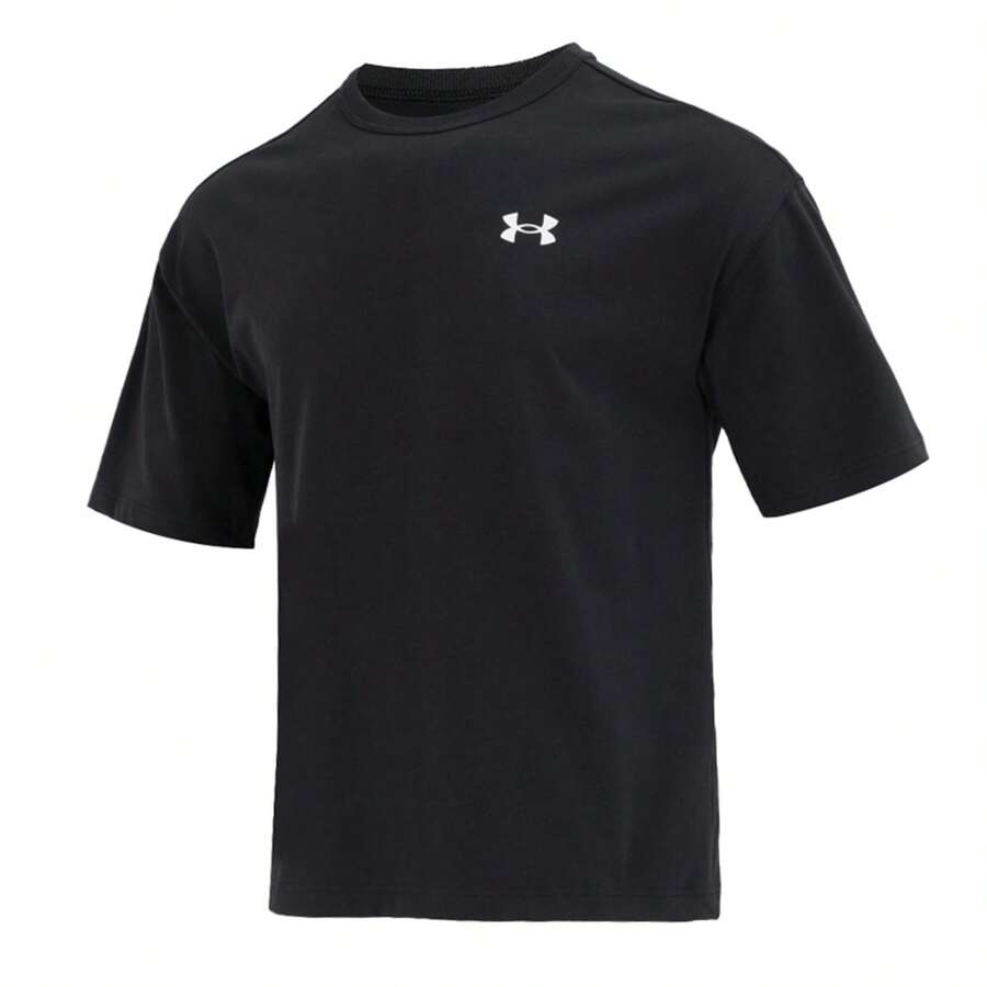 Under Armour 男士短袖训练健身休闲透气舒适上衣半袖运动跑步T恤，尺码建议：建议选购小一码 - 黑色 - 查看 1