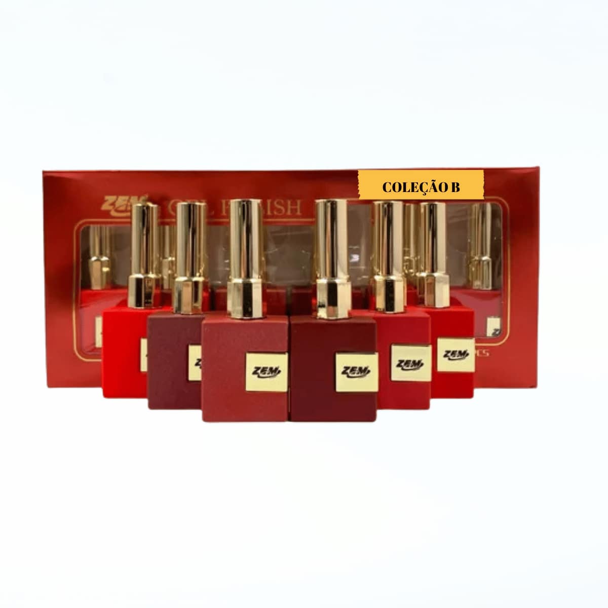 Collection B Box 6 Gel Nail Polishes Red Glitter Zem Colors - 無色 - 查看 1