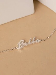 Vòng tay tên tinh tế của Caitlyn Minimalist • Vòng tay tên tùy chỉnh nhiều màu vàng và bạc • Hộp quà cao cấp • Vòng tay thép không gỉ vàng 18k • Quà tặng ngày lễ và quà tặng sinh nhật - Bạc - Xem 6