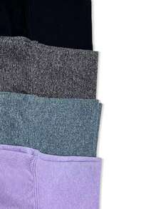 Women 4pcs Solid Color High-Waisted Simple Casual Sports Shorts Spandex Shorts Women Boxer Shorts