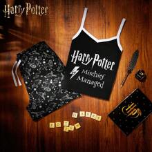 Harry Potter Short Pyjama Set 2 Piece Breathable Nightwear Loungewear - Black - View 2