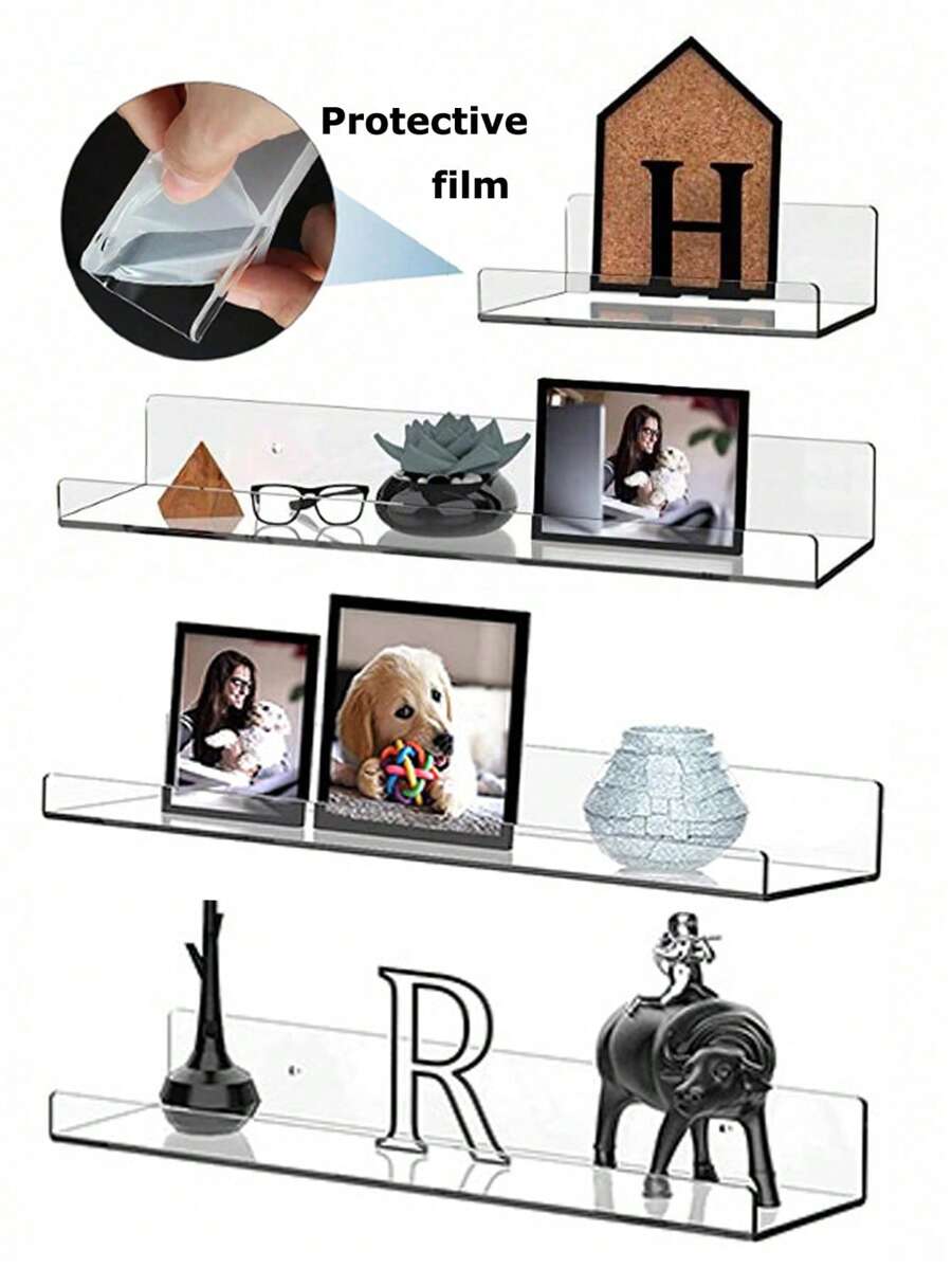 2pcs Transparent Acrylic Wall Mounted Holder Storage Rack For CD/DVD Collection Display