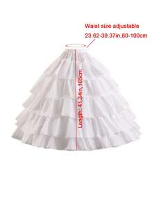 1 chiếc váy cưới cạp chun 4 vòng 5 bèo nhún cho nữ, váy lót crinoline, trang phục Halloween mùa thu cho nữ - trắng - Xem 3
