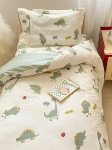 Bộ đồ giường in hoa 3 món cho trẻ sơ sinh, trẻ mới biết đi, trẻ em (1 vỏ chăn + 1 tấm bảo vệ nệm + 1 vỏ gối), mềm mại, thoáng khí, chống tĩnh điện, không phai màu, không gây dị ứng - Longlangji - Xem 7