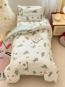 Bộ đồ giường in hoa 3 món cho trẻ sơ sinh, trẻ mới biết đi, trẻ em (1 vỏ chăn + 1 tấm bảo vệ nệm + 1 vỏ gối), mềm mại, thoáng khí, chống tĩnh điện, không phai màu, không gây dị ứng - Longlangji - Xem 1