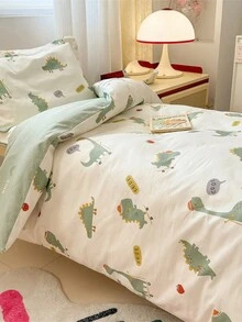 Bộ đồ giường in hoa 3 món cho trẻ sơ sinh, trẻ mới biết đi, trẻ em (1 vỏ chăn + 1 tấm bảo vệ nệm + 1 vỏ gối), mềm mại, thoáng khí, chống tĩnh điện, không phai màu, không gây dị ứng - Longlangji - Xem 4