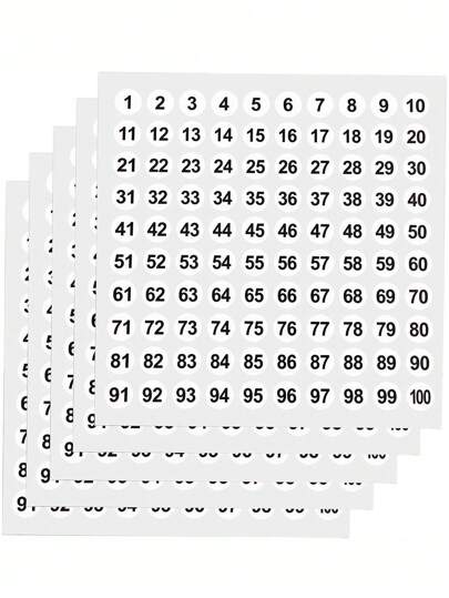 1000 adet Yuvarlak 1-100 Sayısal Kendinden Yapışkanlı Etiketler, PVC Su Geçirmez Sayı Etiketleri Depolama Organizasyonu Şişe Kavanoz Etiketleme, Okul Malzemeleri, Okula Dönüş İçin Uygun