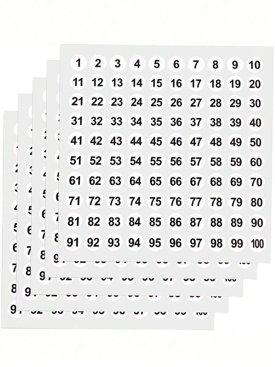 1000 pièces Étiquettes autocollantes rondes numérotées de 1 à 100, autocollants numérotés en PVC imperméables, conviennent pour l'organisation du stockage, étiquetage de bouteilles et bocaux, fournitures scolaires, rentrée scolaire - Multicolore - Voir 1