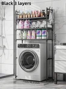 1pc Multi-Layer Reinforced Shelving Unit Toilet Washing Machine Storage Rack, Floor-Standing, Bathroom Toilet Above Washing Machine, No-Drill, Upgraded Version - Multicolor - View 3