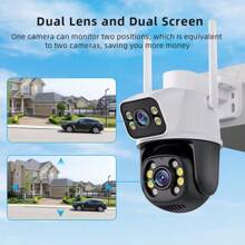 Cámara WiFi PTZ 4K, Cámara IP de doble lente y doble pantalla, Cámara de exterior de 8MP con seguimiento automático, Aplicación ICSee - Blanco y Negro - Ver 6