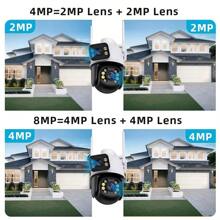 Cámara WiFi PTZ 4K, Cámara IP de doble lente y doble pantalla, Cámara de exterior de 8MP con seguimiento automático, Aplicación ICSee - Blanco y Negro - Ver 5