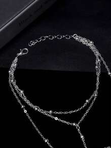 1 pezzo Cavigliera alla moda in metallo con perline per donne, gioiello per piedi multistrato in rete con nappine, accessorio da matrimonio e festa, regalo (evitare il contatto con l'acqua)